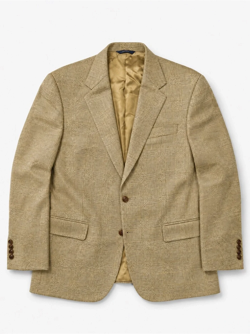Brooks Brothers Sand Beige SILK/WOOL Windowpane Sports Coat Jacket Mens•42 Suit